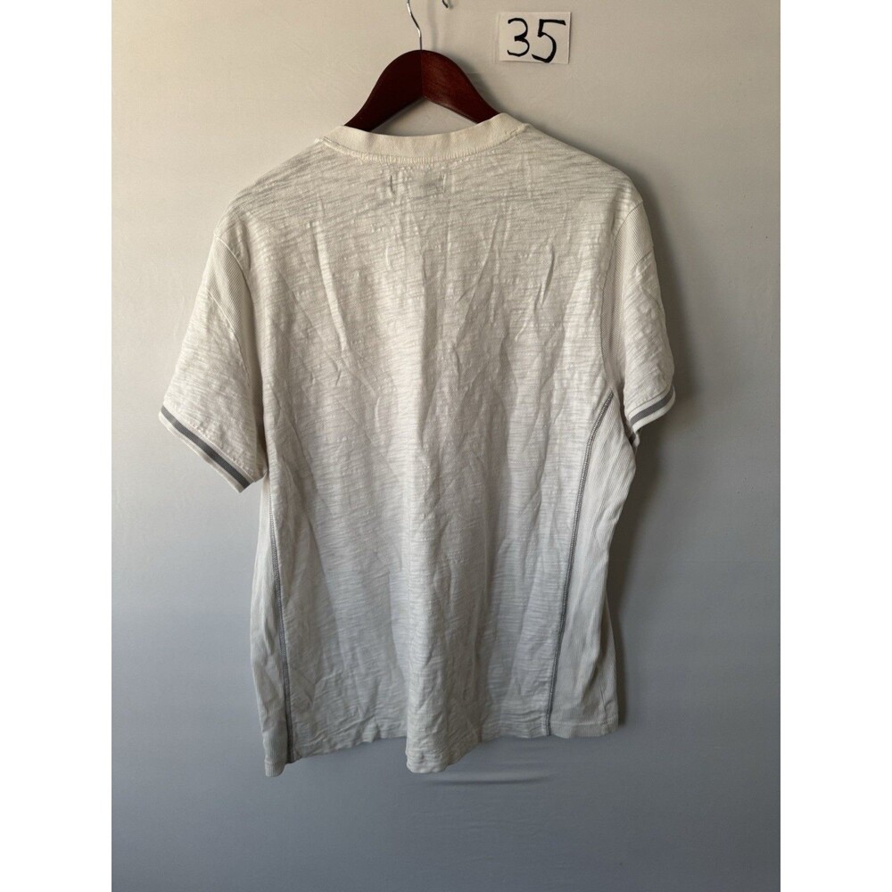 by GUESS Mens XXL White V Neck Pocket T Shirt Slub Knit Contrast Stitch - Picture 2 of 5